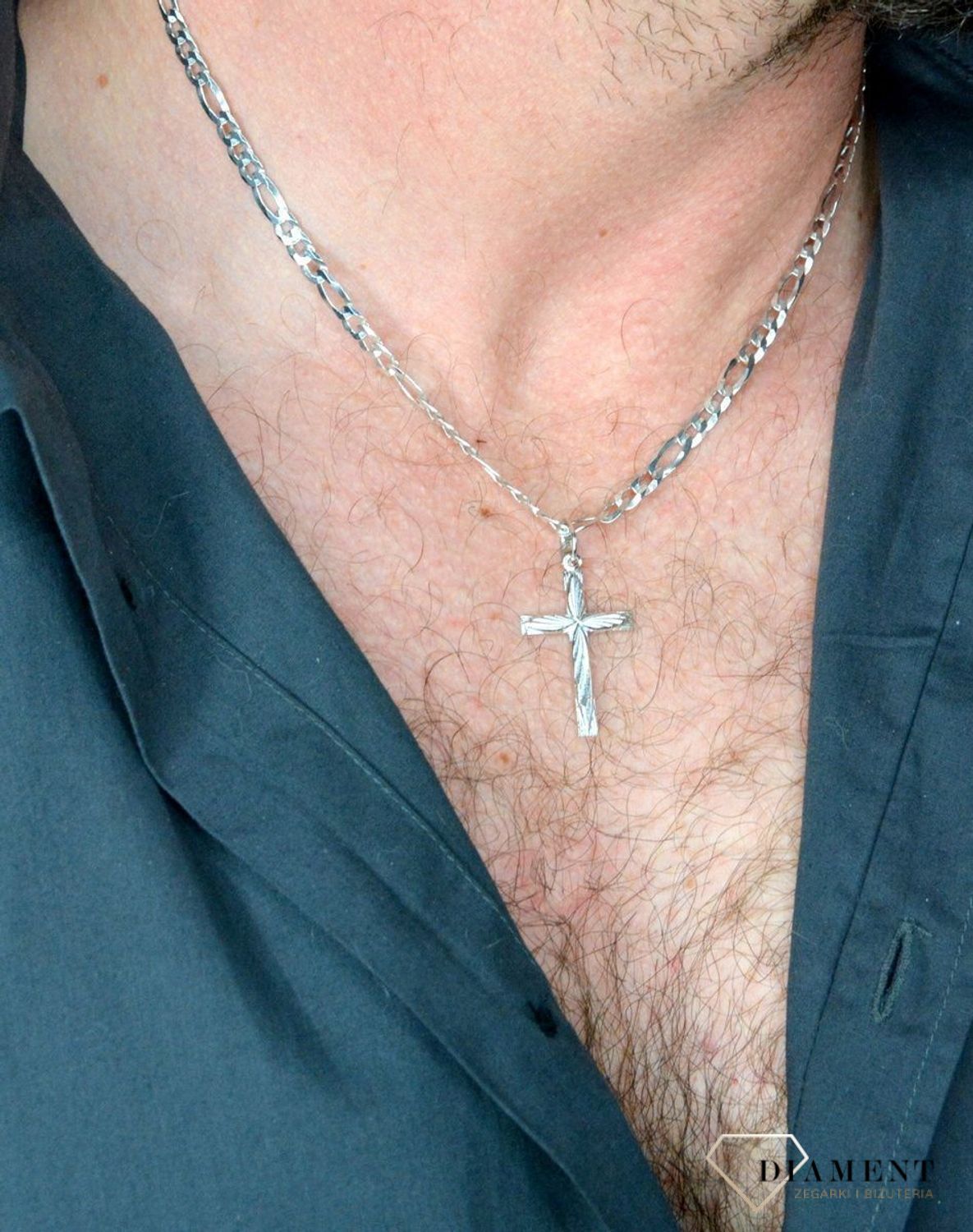 Łańcuszek srebrny rodowany 925 figaro DIA-LAN-565165R-120-925  (1).jpg